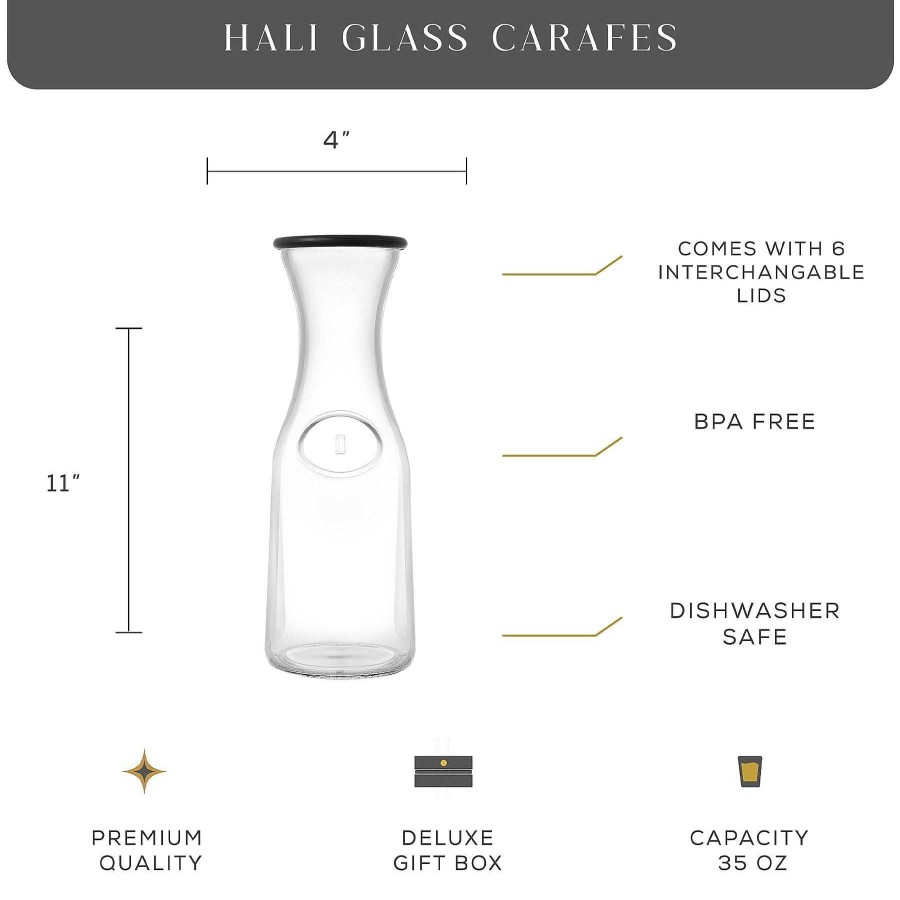 JoyJolt Joyjolt Hali Glass Carafe Bottle Pitcher With Lids | Decanters ...