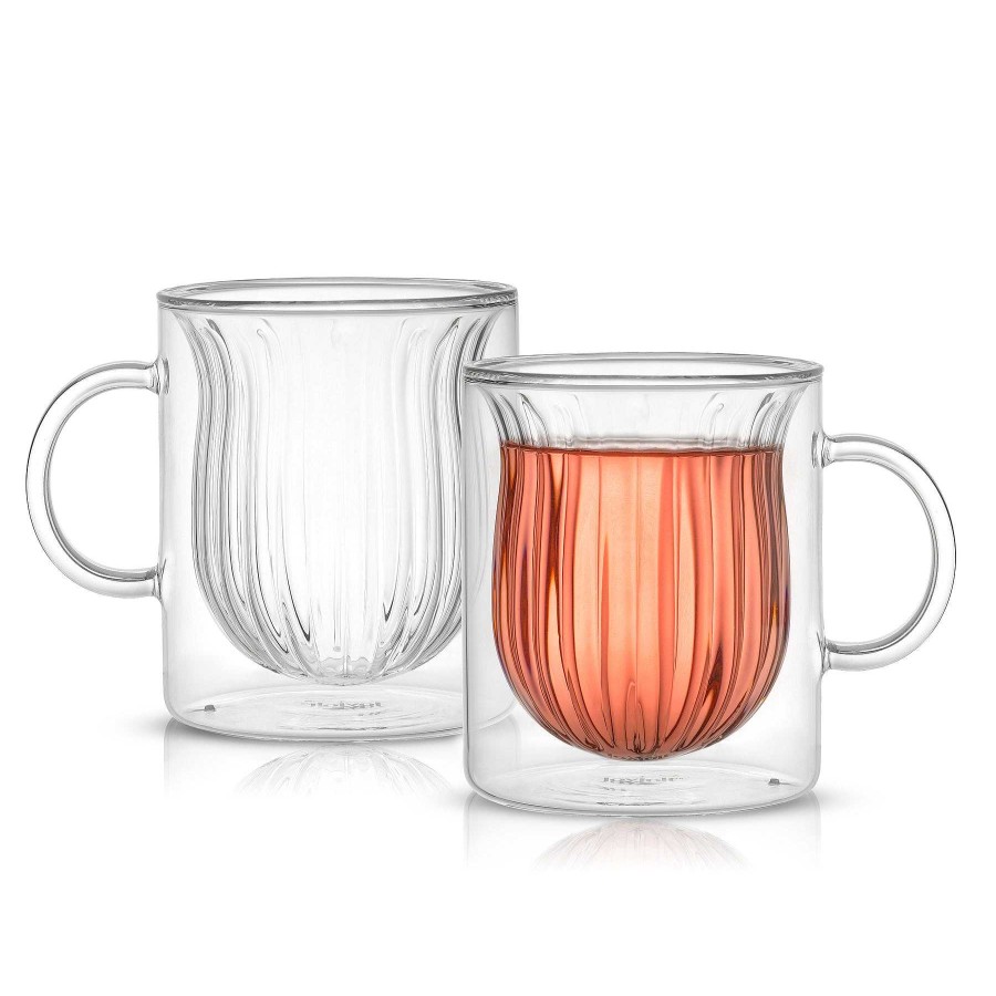 JoyJolt Christian Siriano New York Floret Double Wall Insulated Glasses - Set Of 2 | Double Wall Coffee Glasses