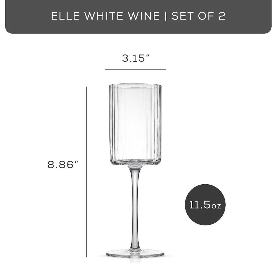 JoyJolt Joyjolt Elle Fluted Cylinder White Wine Glasses | Wine Glasses