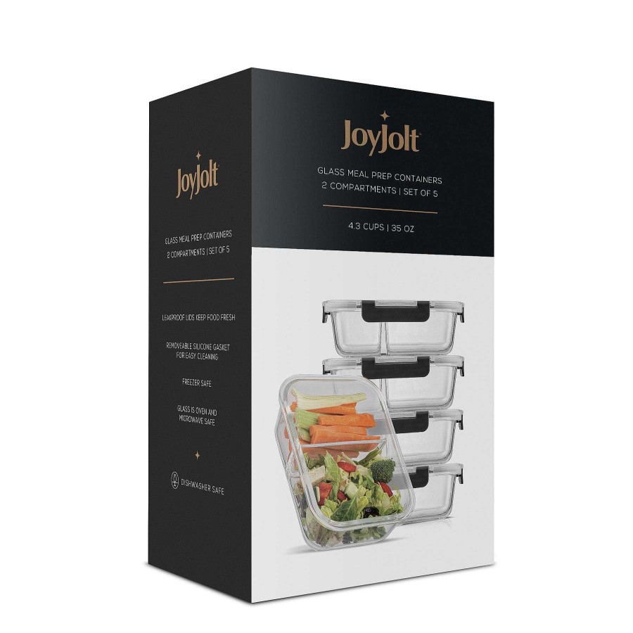 JoyJolt Joyjolt 2-Sectional Meal Prep Food Storage Containers | Glass Containers