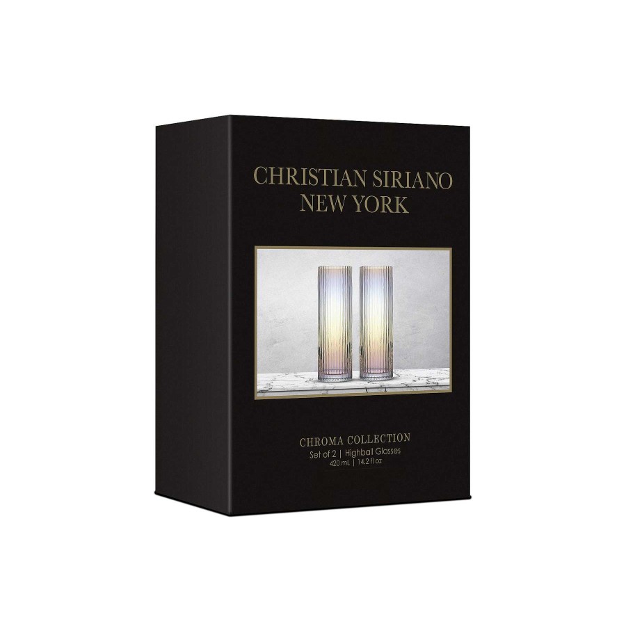 JoyJolt Christian Siriano New York Chroma Iridescent Highball Glass Set | Weddings Gifts