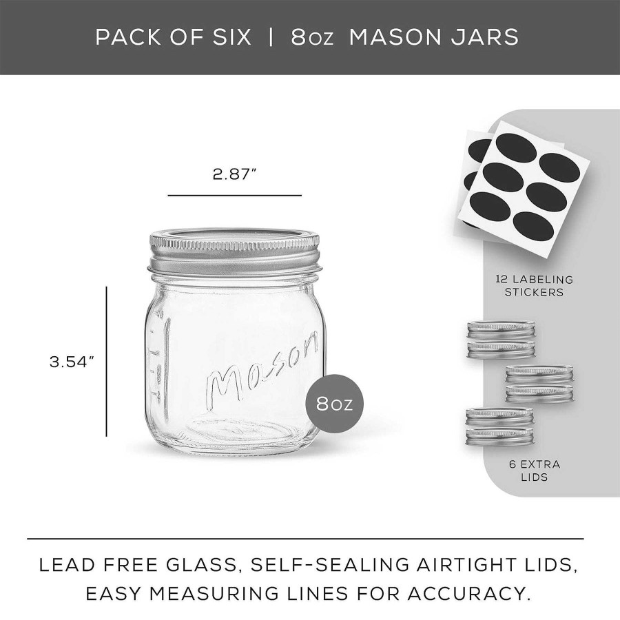 JoyJolt Joyjolt Mason Jars With Airtight Lids, Labels And Measures | Storage Containers