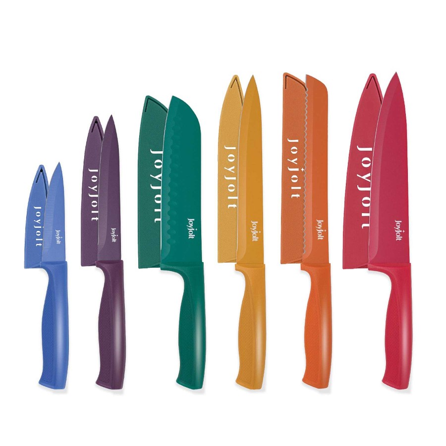 JoyJolt Joyjolt Multi Purpose 12 Piece Non-Stick Kitchen Knife Set - 6 Knives & 6 Blade Covers Set - Multi Colors | Knives