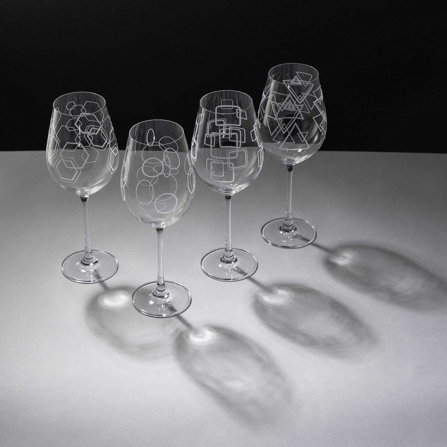 JoyJolt Geo Crystal Red Wine Glasses - 23 Oz - Set Of 4 | Wine Glasses