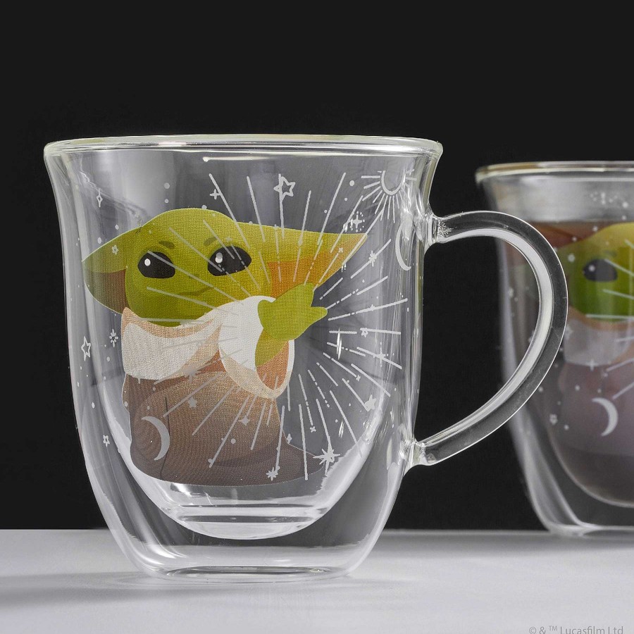 JoyJolt Star Wars The Mandalorian Mystic Double Wall Glass Mugs | Double Wall Coffee Glasses