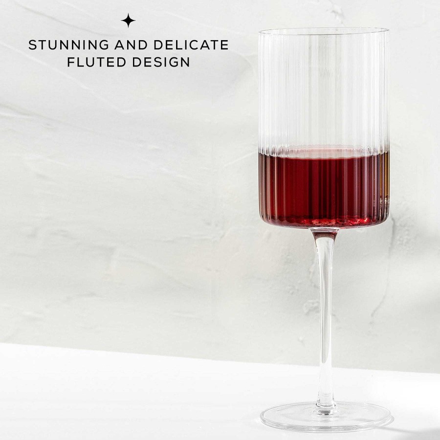 JoyJolt Joyjolt Elle Fluted Cylinder Red Wine Glasses | Wine Glasses