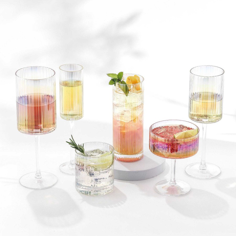 JoyJolt Christian Siriano New York Chroma Iridescent Highball Glass Set | Weddings Gifts