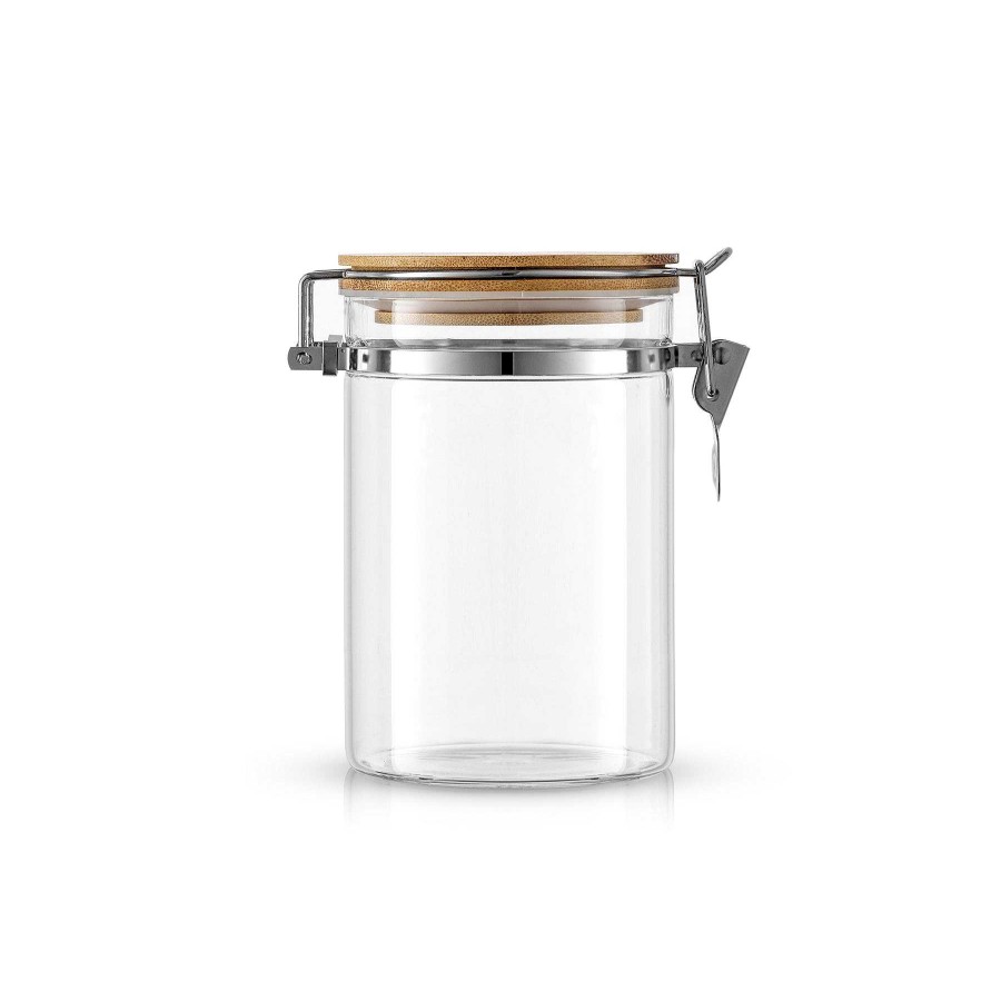 JoyJolt Storage Jars With Airtight Bamboo Clamp Lids Set | Storage Containers