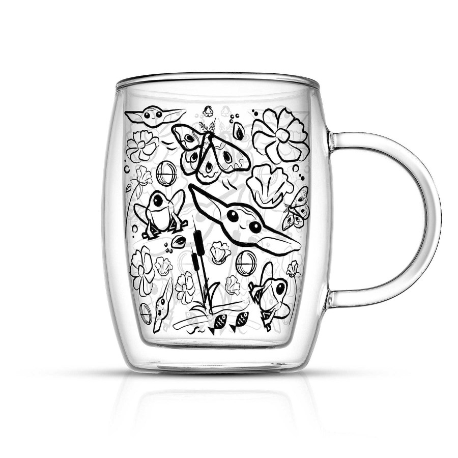 JoyJolt Star Wars The Mandalorian Nature Friends Double Wall Mugs | Double Wall Coffee Glasses