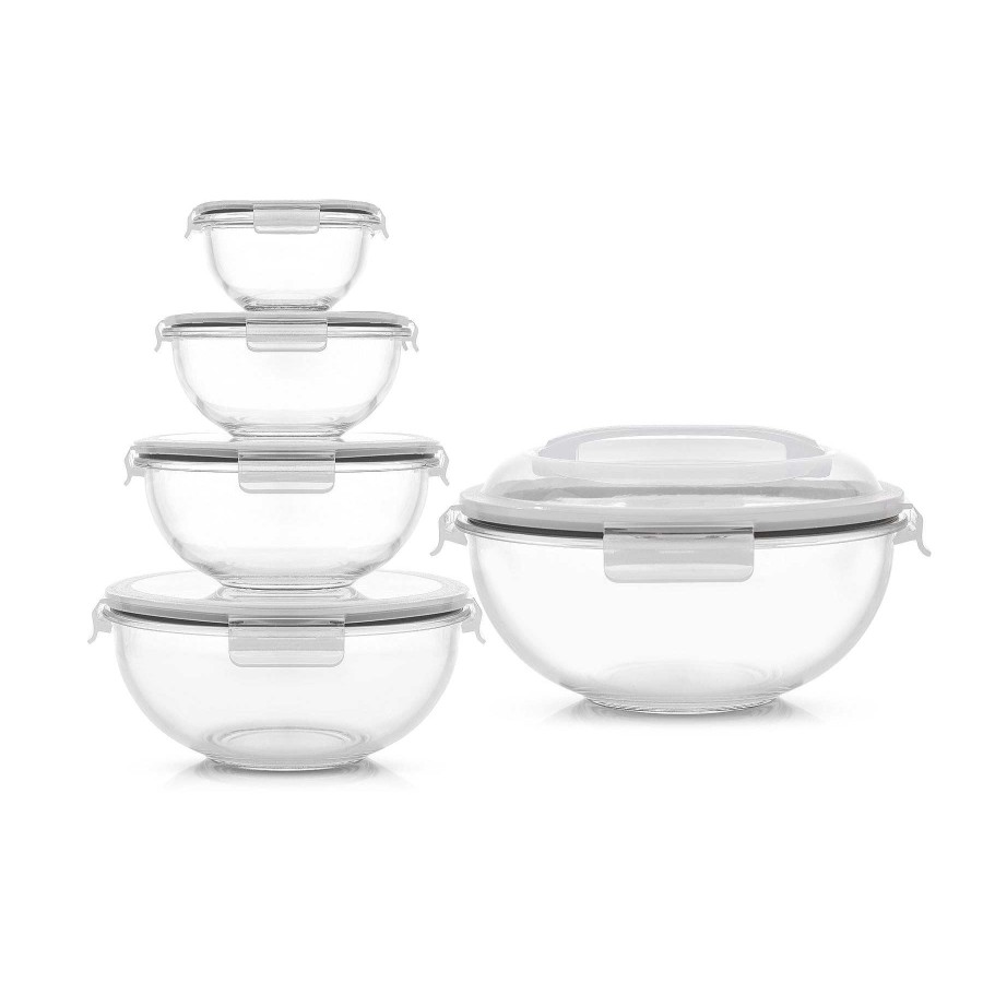 JoyJolt Joyful Borosilicate Glass Mixing Bowl Set With Airtight Lids | Storage Containers