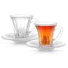 JoyJolt Belle Glass Espresso Cups With Saucer Set - 3.5 Oz - Set Of 2 | Weddings Gifts