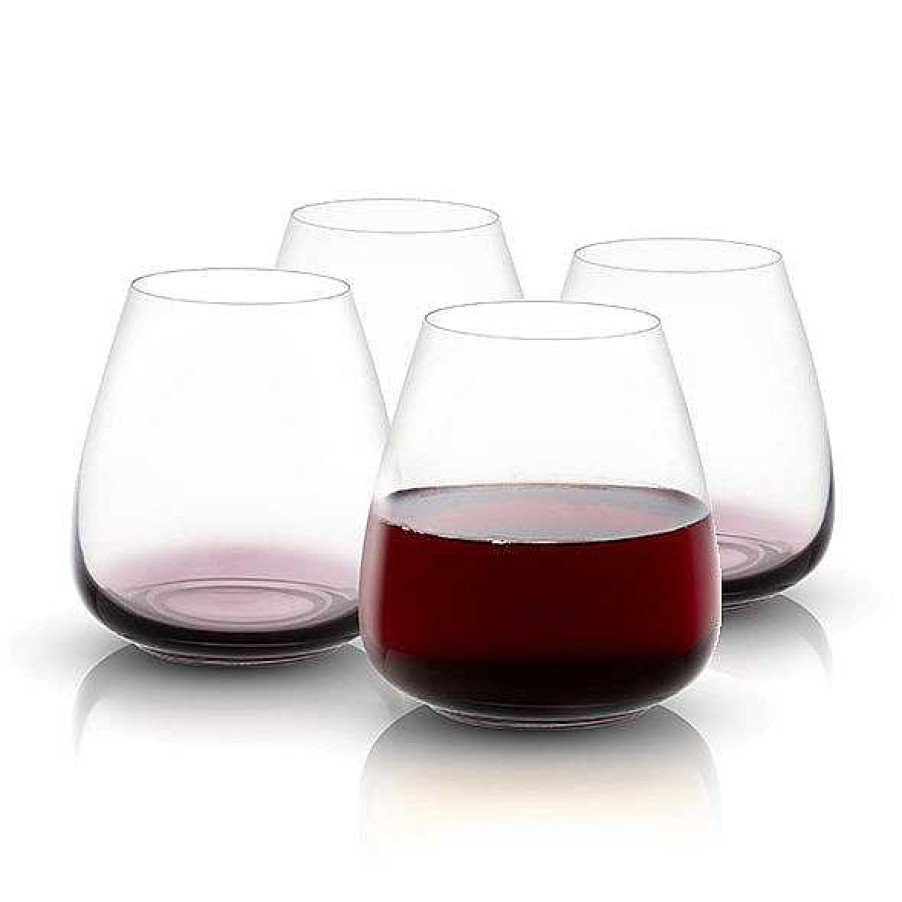 JoyJolt Black Swan Stemless Red Wine Glasses Set Of 4 | Wine Glasses