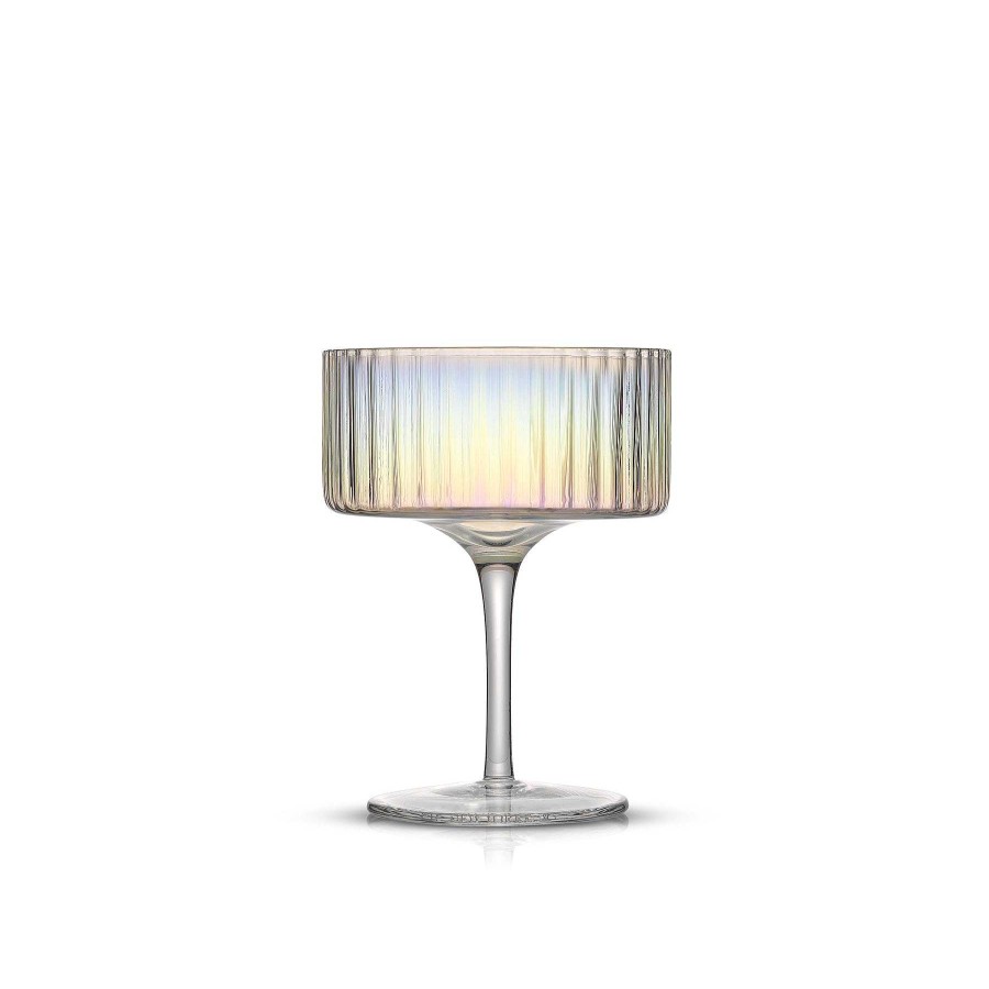 JoyJolt Christian Siriano New York Chroma Iridescent Coupe Glass Set | Martini Glasses