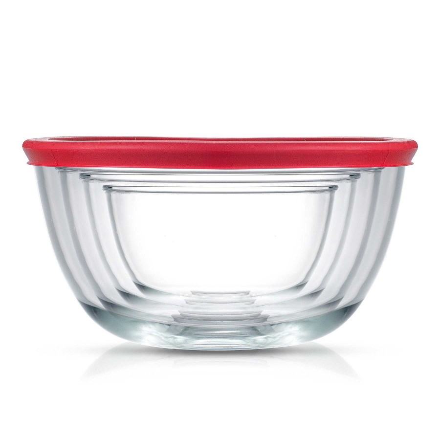 JoyJolt Joyful 4 Large Glass Mixing Bowls With Lids | Storage Containers