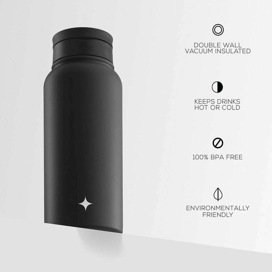 JoyJolt Stainless Steel Water Bottle With Flip Lid & Sport Straw Lid | Stainless Steel Bottles