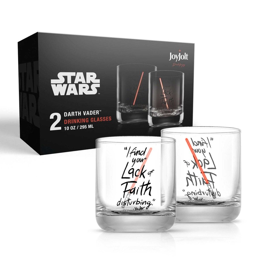 JoyJolt Star Wars Darth Vader Lightsaber Short Drinking Glass - 10 Oz | Star Wars Glasses