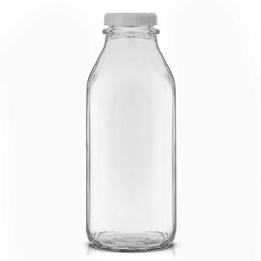 JoyJolt Joyjolt Reusable Glass Milk Bottle Set With Lid & Pourer | Storage Containers