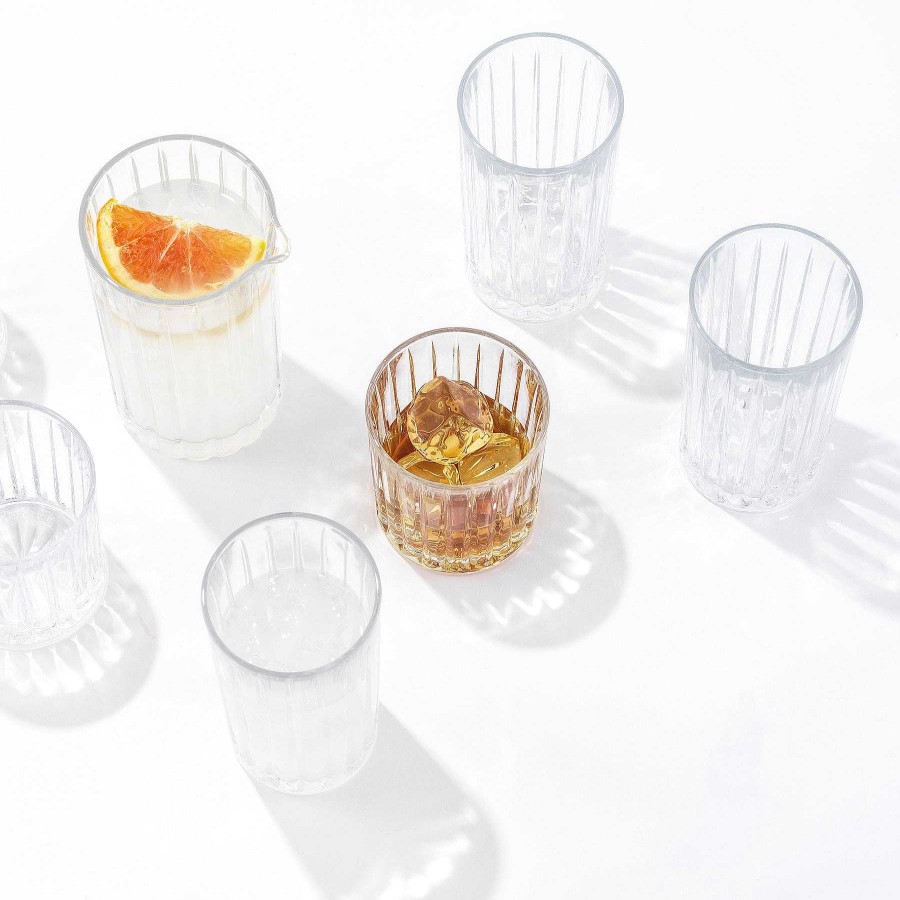 JoyJolt Alina Ribbed Glass Drinkware Set | Drinking Glasses