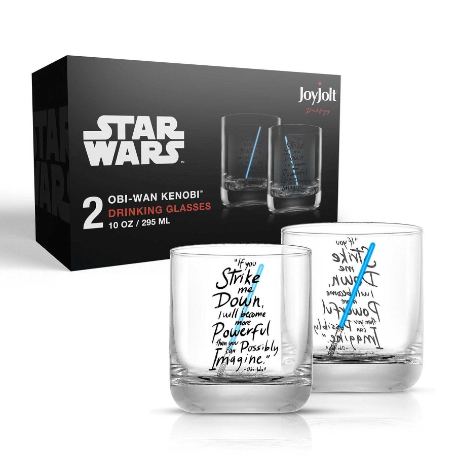 JoyJolt Star Wars Obi-Wan Kenobi Lightsaber Short Drinking Glass Set | Star Wars Glasses