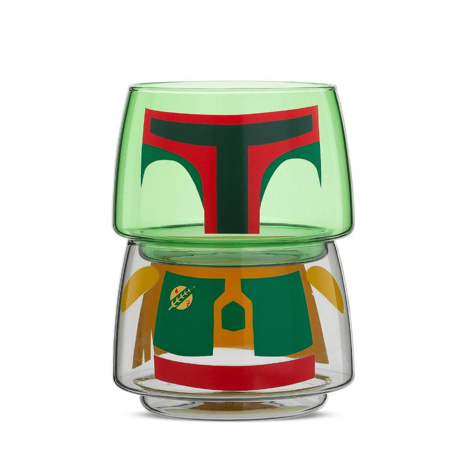 JoyJolt Star Wars Stackable Character Collection Boba Fett Stackable Glasses | Star Wars Glasses