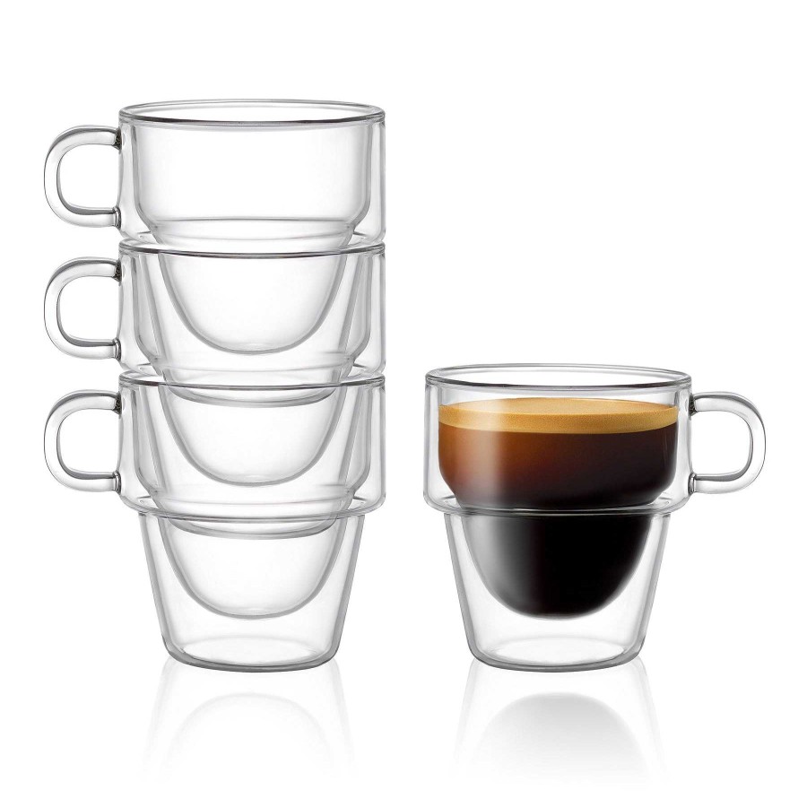 JoyJolt Stoiva Double Wall Espresso Glasses | Double Wall Coffee Glasses