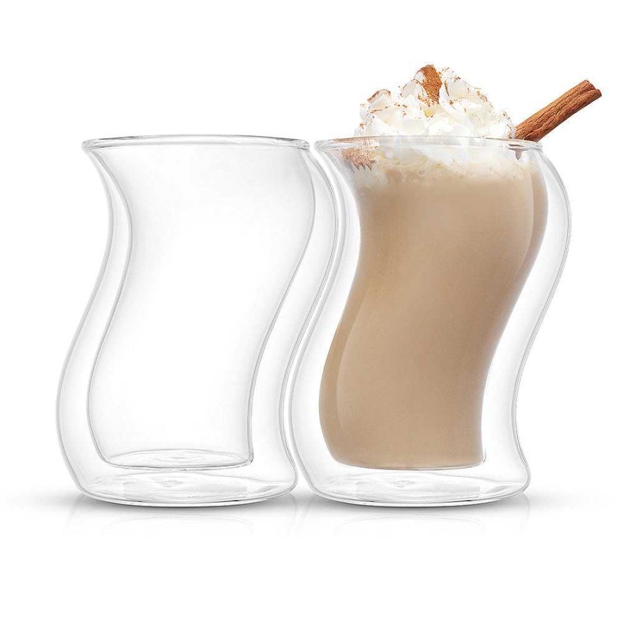 JoyJolt Pivot Double Wall Glasses 13.5 Oz | Double Wall Coffee Glasses