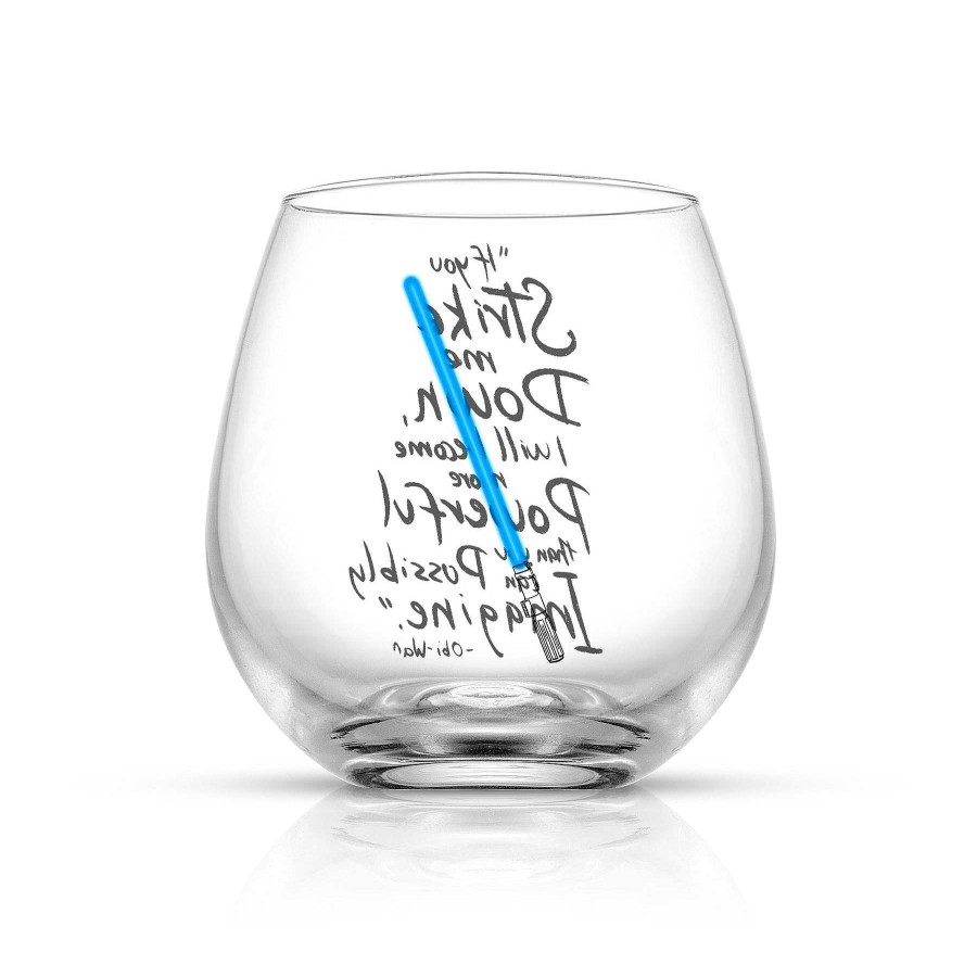 JoyJolt Star Wars Obi-Wan Kenobi Lightsaber Stemless Drinking Glass Set | Star Wars Glasses