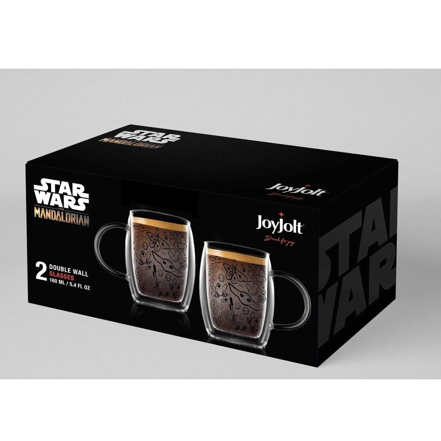 JoyJolt Star Wars The Mandalorian Nature Friends Double Wall Espresso Cups 5.4 Oz | Double Wall Coffee Glasses