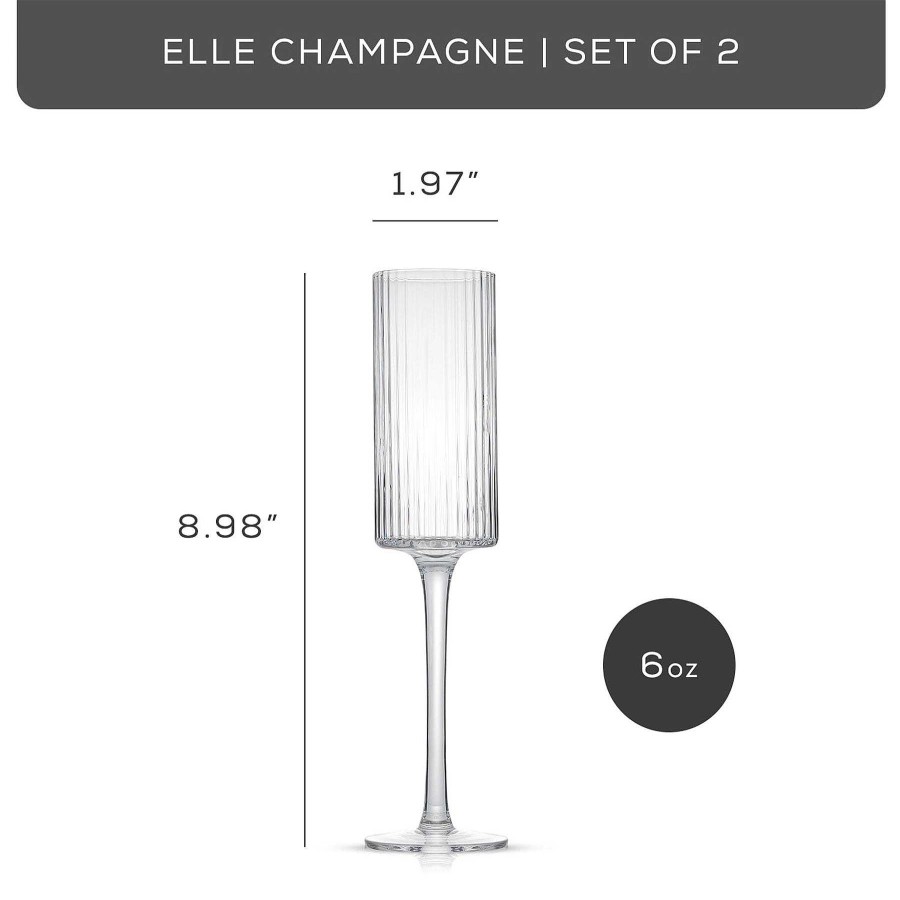 JoyJolt Joyjolt Elle Fluted Cylinder Champagne Glasses Set | Champagne Glasses