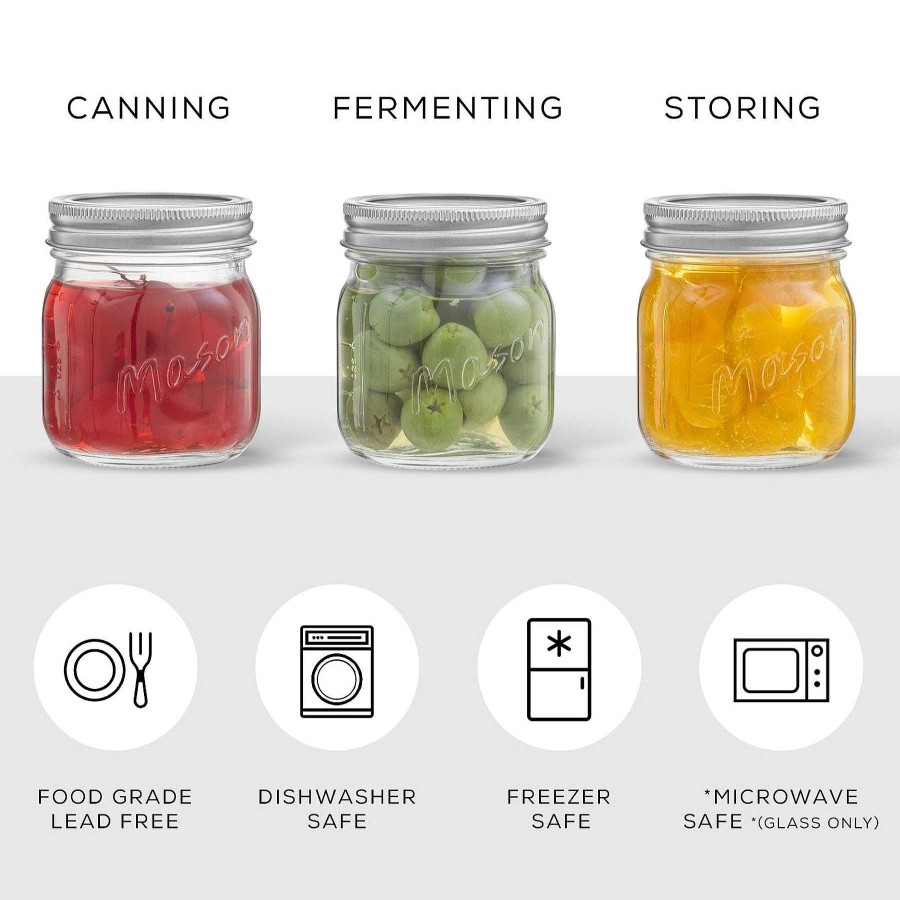 JoyJolt Joyjolt Mason Jars With Airtight Lids, Labels And Measures | Storage Containers