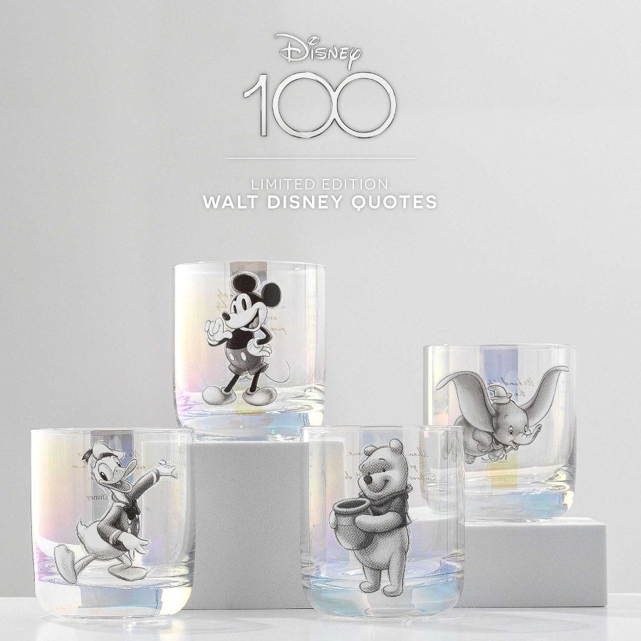 JoyJolt Disney100 Limited Edition Walt Disney Quotes Drinking Glasses Set Of 4 | Disney Glasses