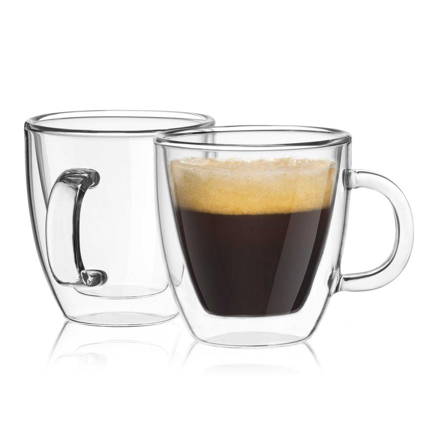 JoyJolt Savor Double Wall Espresso Glasses | Double Wall Coffee Glasses