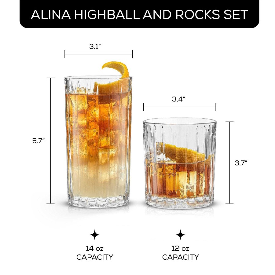 JoyJolt Alina Ribbed Glass Drinkware Set | Drinking Glasses