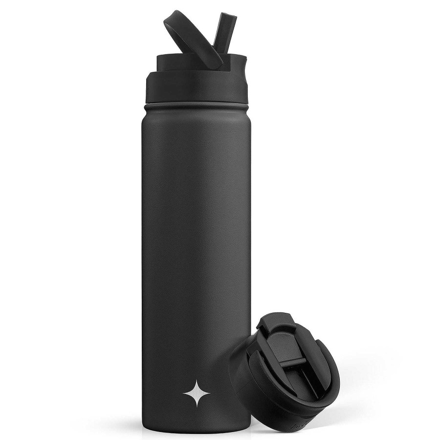 JoyJolt Joyjolt Vacuum Insulated Water Bottle With Flip Lid & Sport Straw Lid | Stainless Steel Bottles