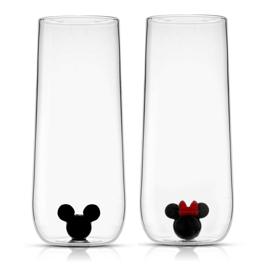 JoyJolt Disney Mickey & Minnie 3D Icon Tall Glass Set | Disney Glasses