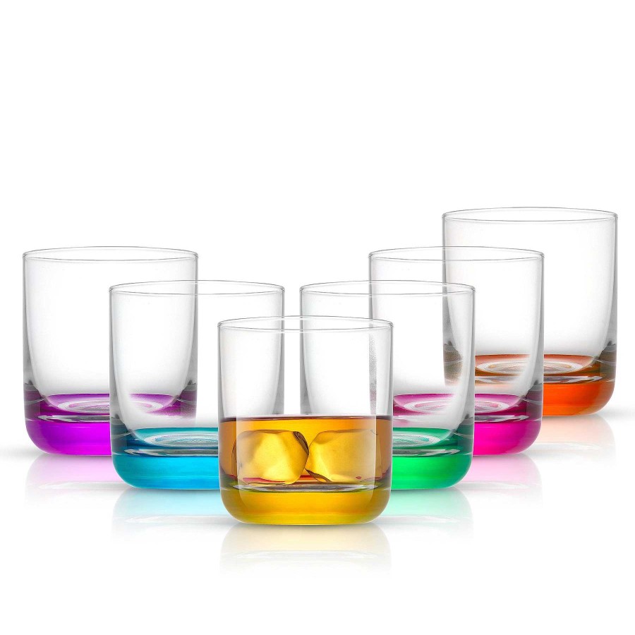 JoyJolt Hue Colored Double Old Fashion Whiskey Glass Tumbler Set | WhisWholesale & Dof Glasses