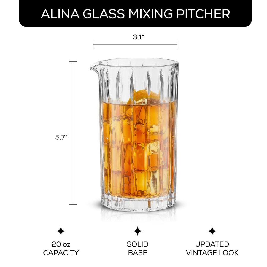 JoyJolt Alina Ribbed Cocktail Mixing Glass Pitcher | Decanters & Carafes