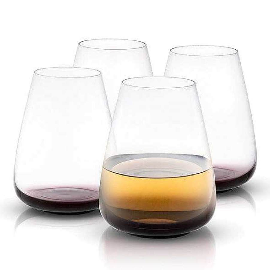 JoyJolt Black Swan Stemless White Wine Glasses Set Of 4 | Wine Glasses