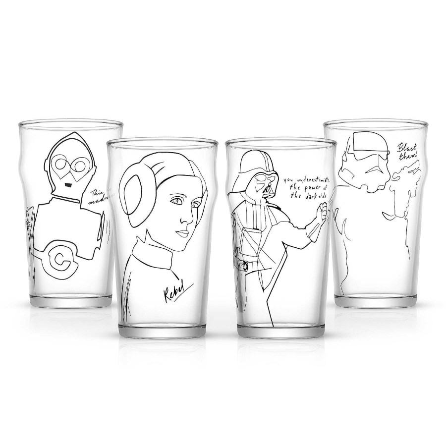 JoyJolt Star Wars Striking Sketch Drinking Glass Set | Beer Glasses