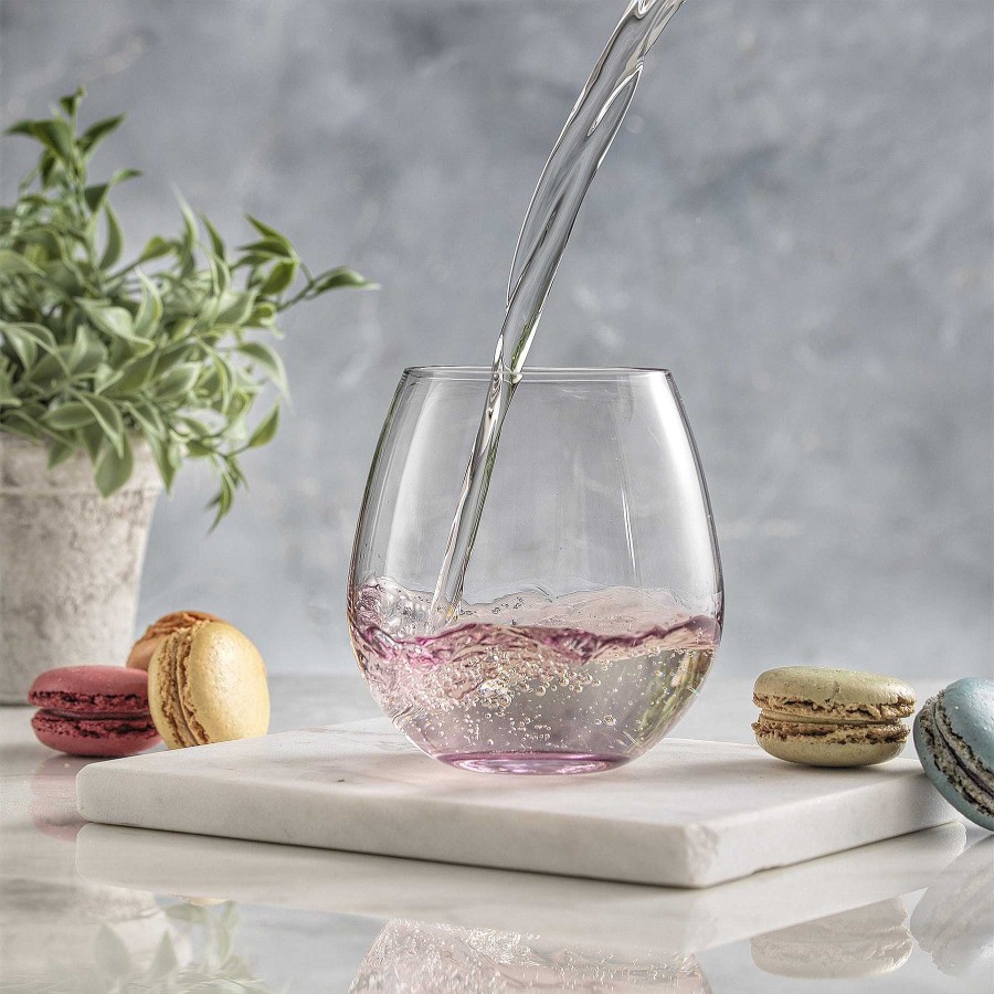 JoyJolt Hue Colored Stemless Wine Glasses Set | Wine Glasses