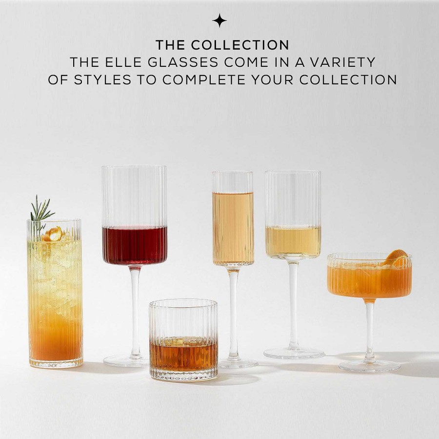 JoyJolt Joyjolt Elle Fluted Cylinder Whiskey Glasses | WhisOnline & Dof Glasses