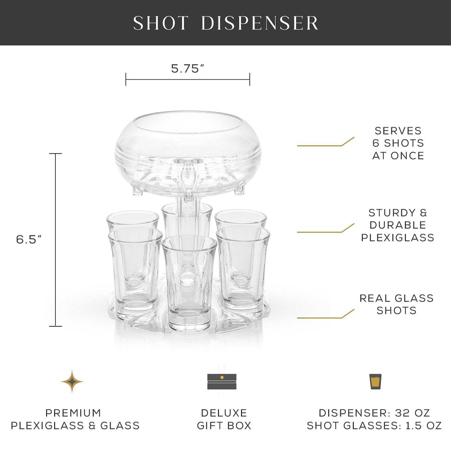 JoyJolt Joyjolt Shot Dispenser With 6 Glass Shot Glasses | Shot Glasses