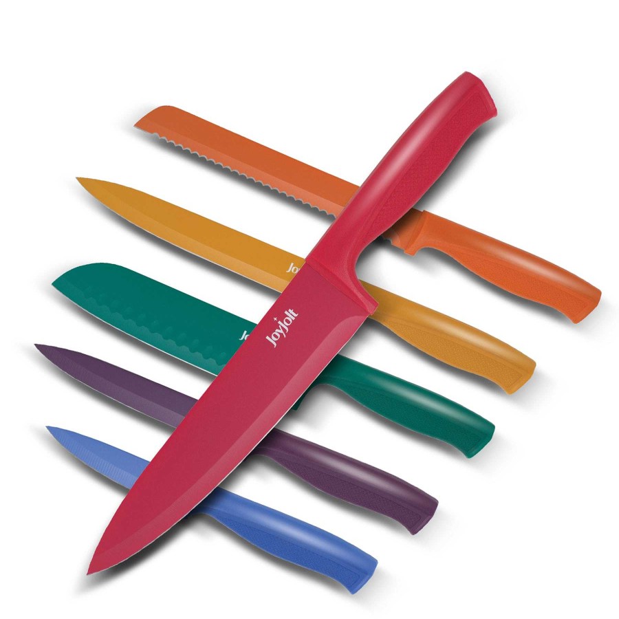 JoyJolt Joyjolt Multi Purpose 12 Piece Non-Stick Kitchen Knife Set - 6 Knives & 6 Blade Covers Set - Multi Colors | Knives