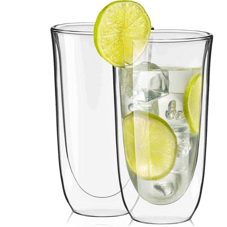 JoyJolt Joyjolt Spike Double Wall Highball Glasses - Set Of 2 | Drinking Glasses