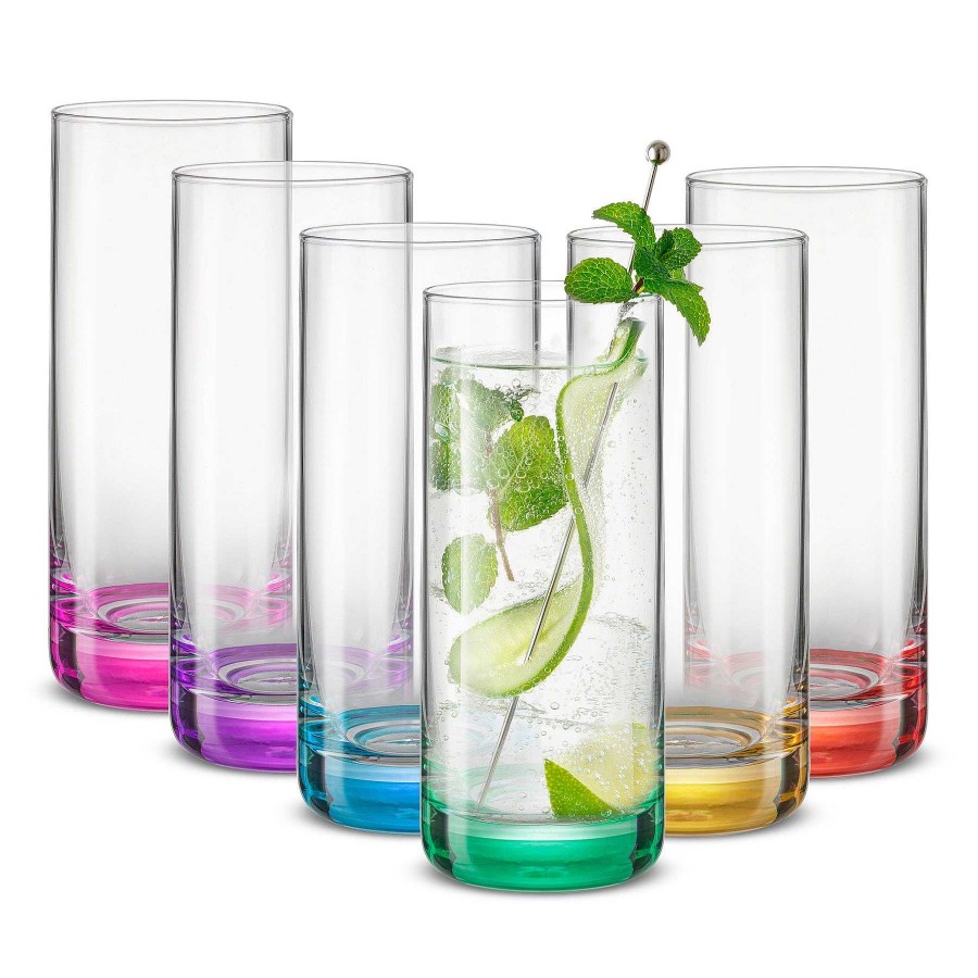 JoyJolt Joyjolt Hue Colorful Highball Drinking Glasses | Drinking Glasses