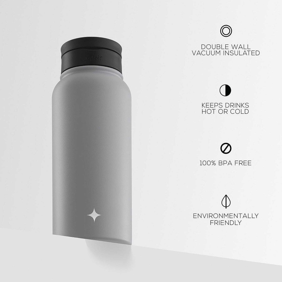 JoyJolt Stainless Steel Water Bottle With Flip Lid & Sport Straw Lid | Stainless Steel Bottles