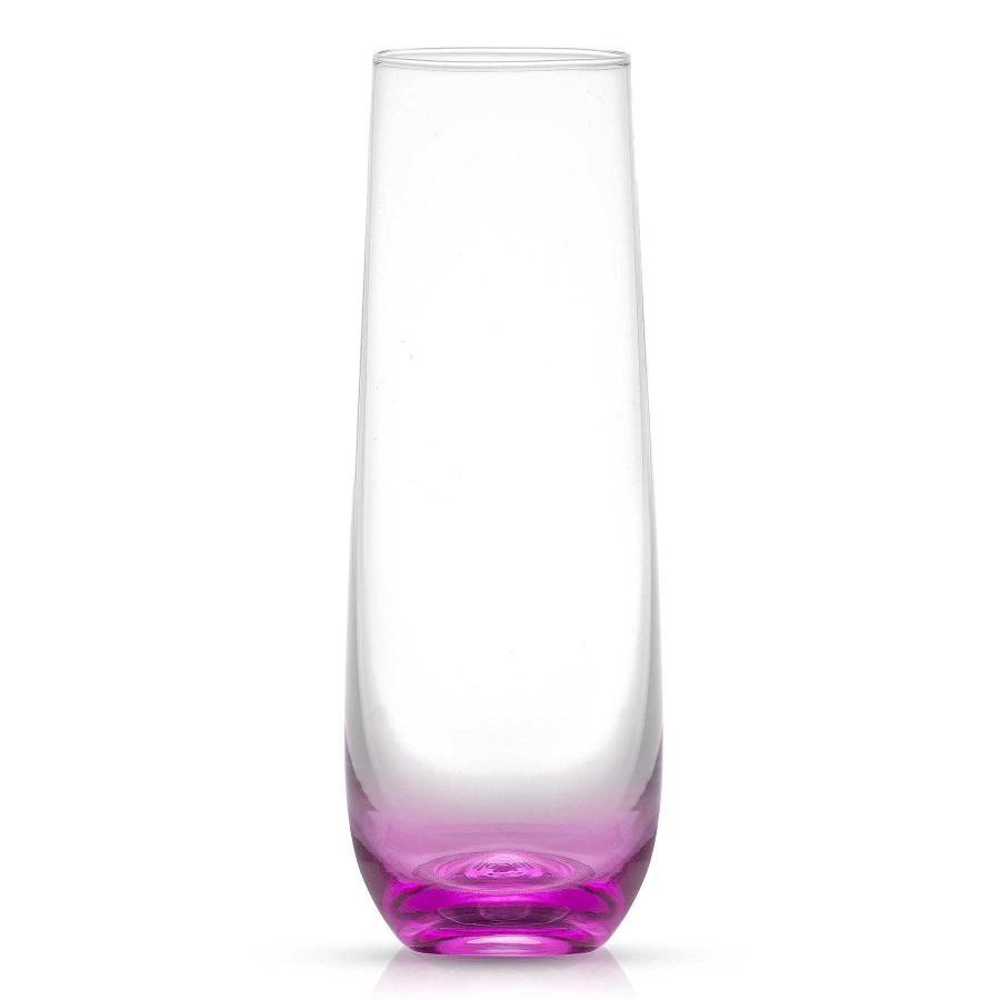 JoyJolt Hue Colored Stemless Champagne Flute Glass Set | Champagne Glasses